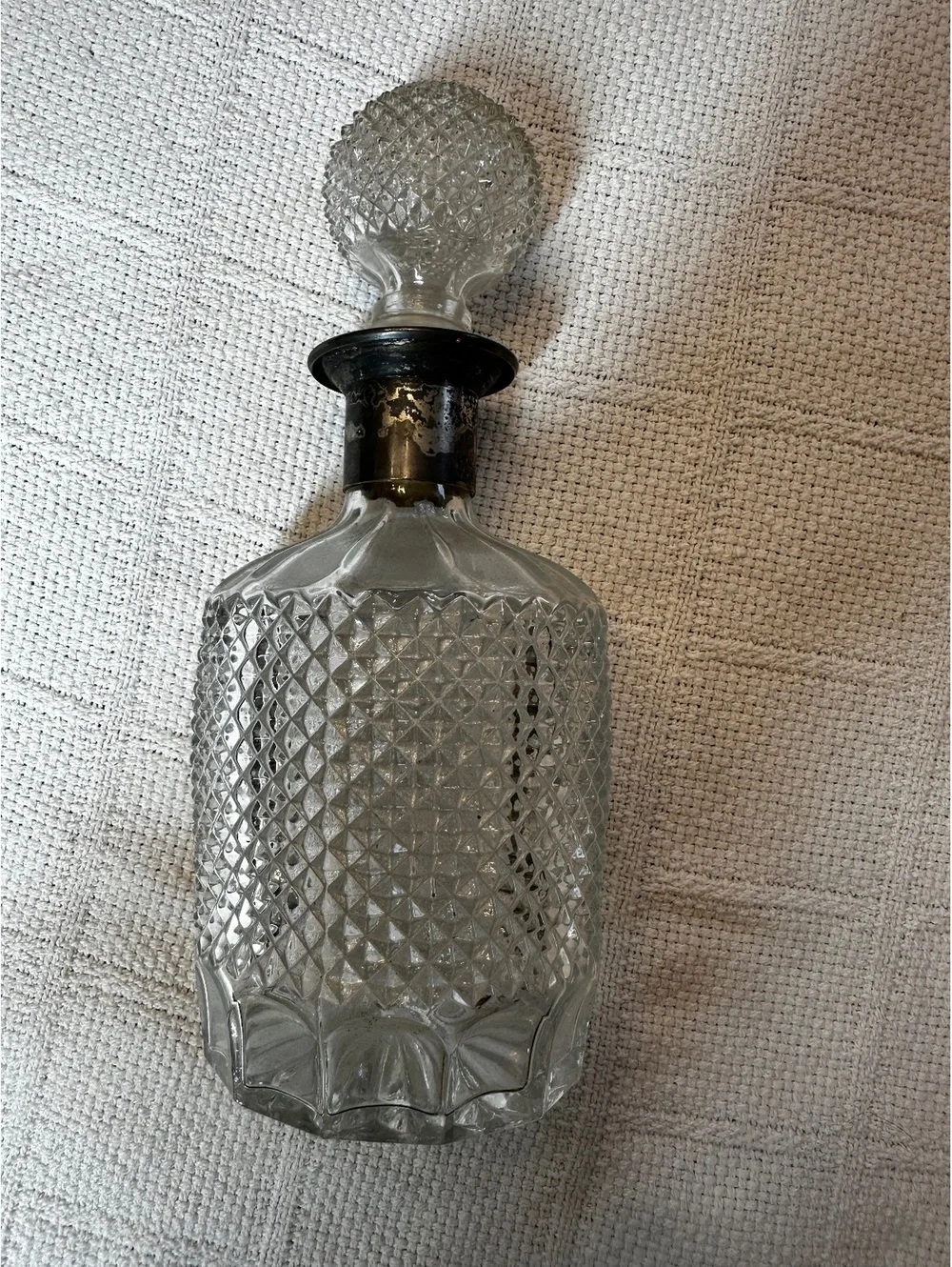 Vintage Cut Glass Decanter with Faceted Stopper